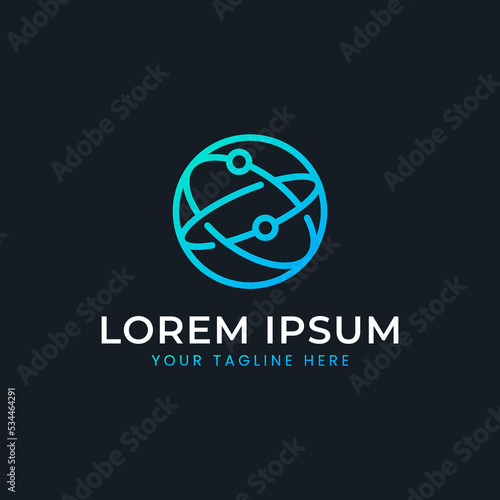 Futuristic Artificial Intelligence Circle Lines Dot Connect for Technology Software Icon Logo Vector Template