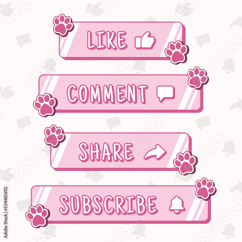 Fun Pink Subscribe button with cat paw