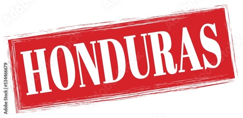 HONDURAS text written on red stamp sign.