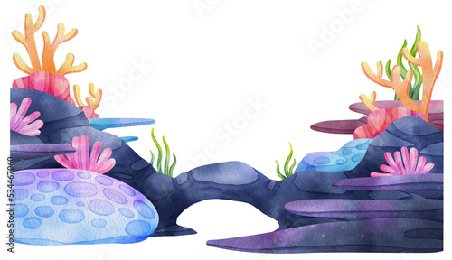 Cute mermaid .Watercolor marine illustration with fishes, mermaids, turtle in style, hand drawn icon png