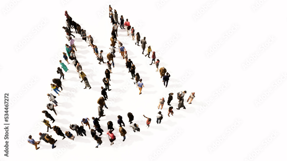Concept or conceptual large community of people as the image of two yachts on white background. A 3d illustration metaphor for nautical sport, competition, travel, adventure, recreation and lifestyle Concept or conceptual large community of people as the image of two yachts on white background. A 3d illustration metaphor for nautical sport, competition, travel, adventure, recreation and lifestyle