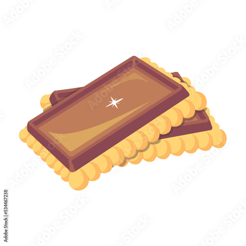 Look at this flat icon of cream biscuits 