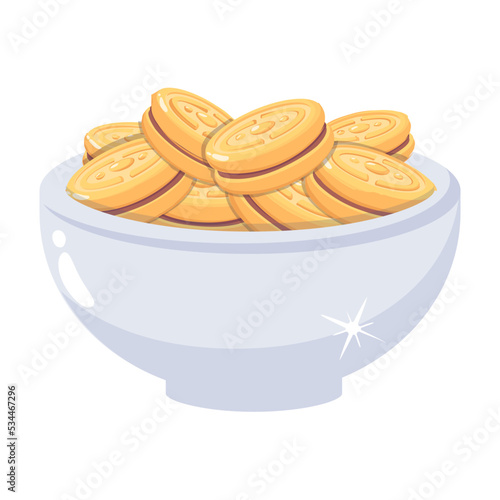 Look at this flat icon of cream biscuits 