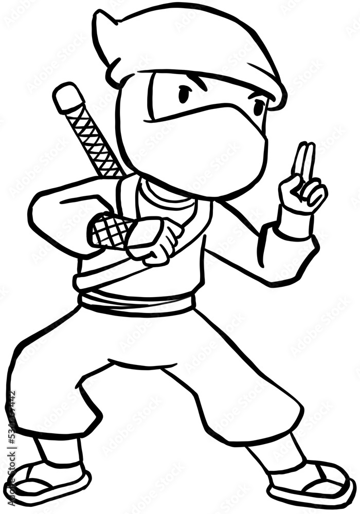 cartoon japanese ninja character for coloring book 12587846 PNG
