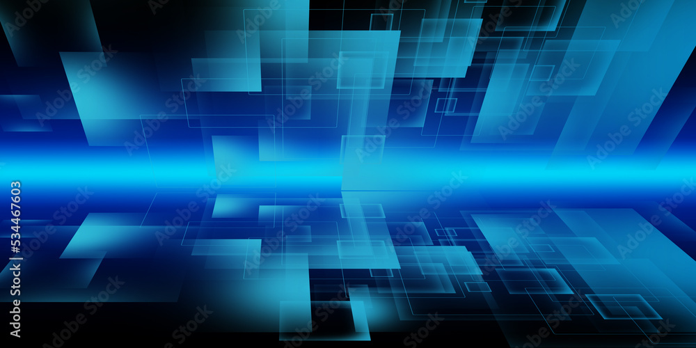 Obraz premium Abstract blue background with square shapes. Blue abstract rounded square tech background 