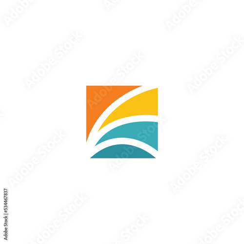 Sunrise beach travel vector logo design
