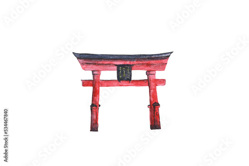 watercolor painting torii japan gate png.