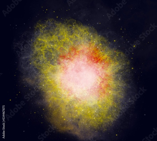 A nebula is a distinct luminescent part of interstellar medium, which can consist of ionized, neutral or molecular hydrogen and also cosmic dust, space painting