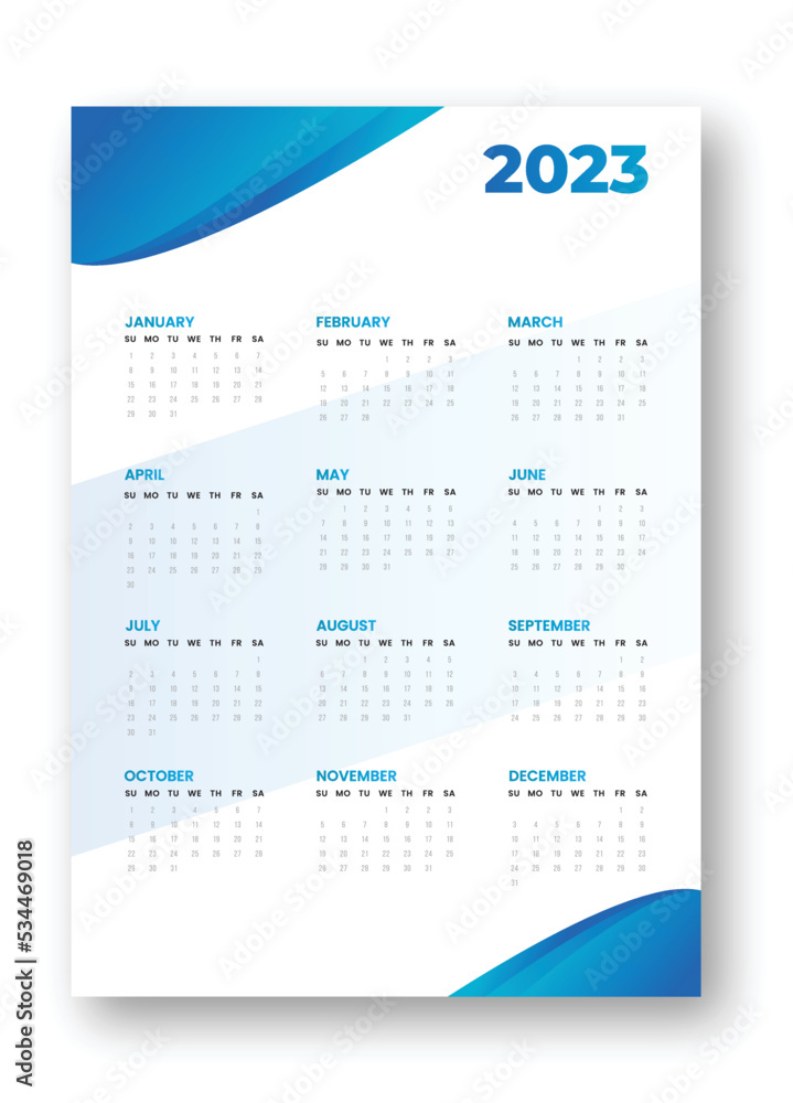 Stylish welcome 2023 calendar template design Stylish welcome 2023 calendar template design