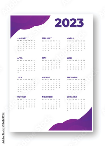 Stylish welcome 2023 calendar template design