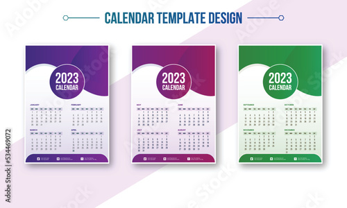 Wall calendar template 2023