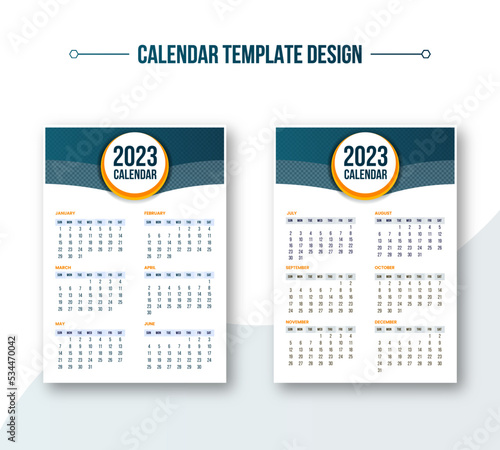 Wall calendar template 2023