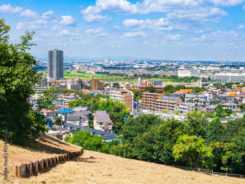 青空が広がる郊外の住宅地