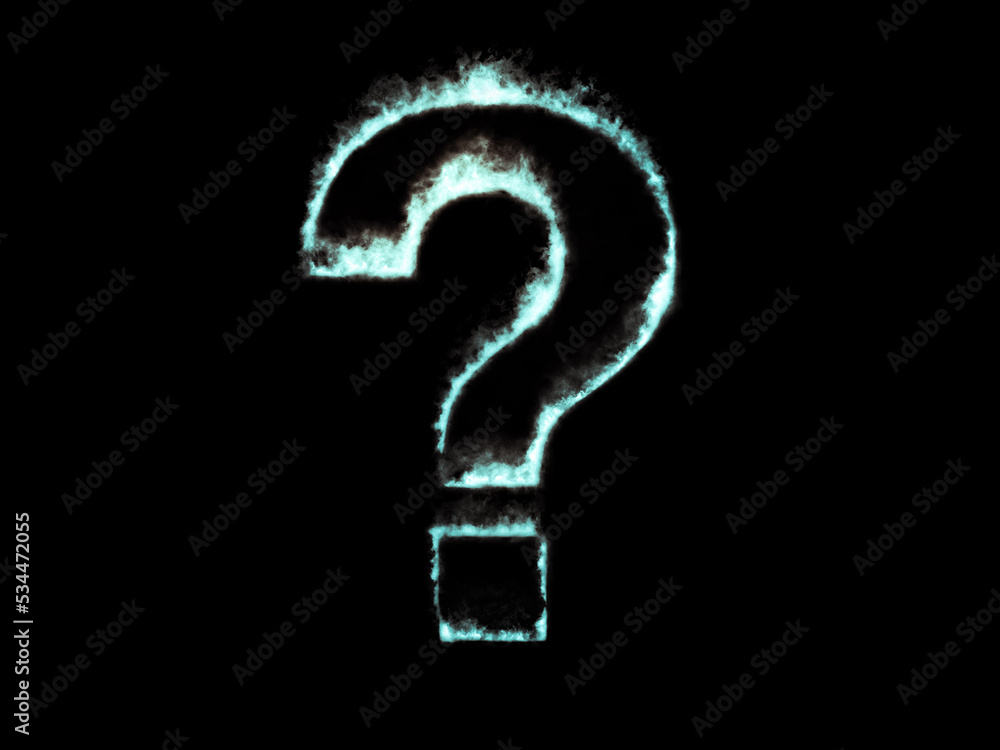 Neon flame question mark. Font outline ocean blue fire. Neon flame question mark. Font outline ocean blue fire.