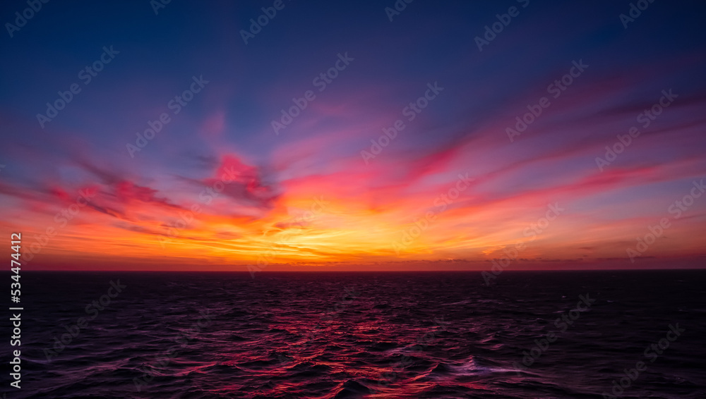 Windy sunset in Atlantic Ocean