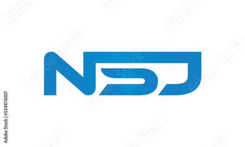 NSJ monogram linked letters, creative typography logo icon