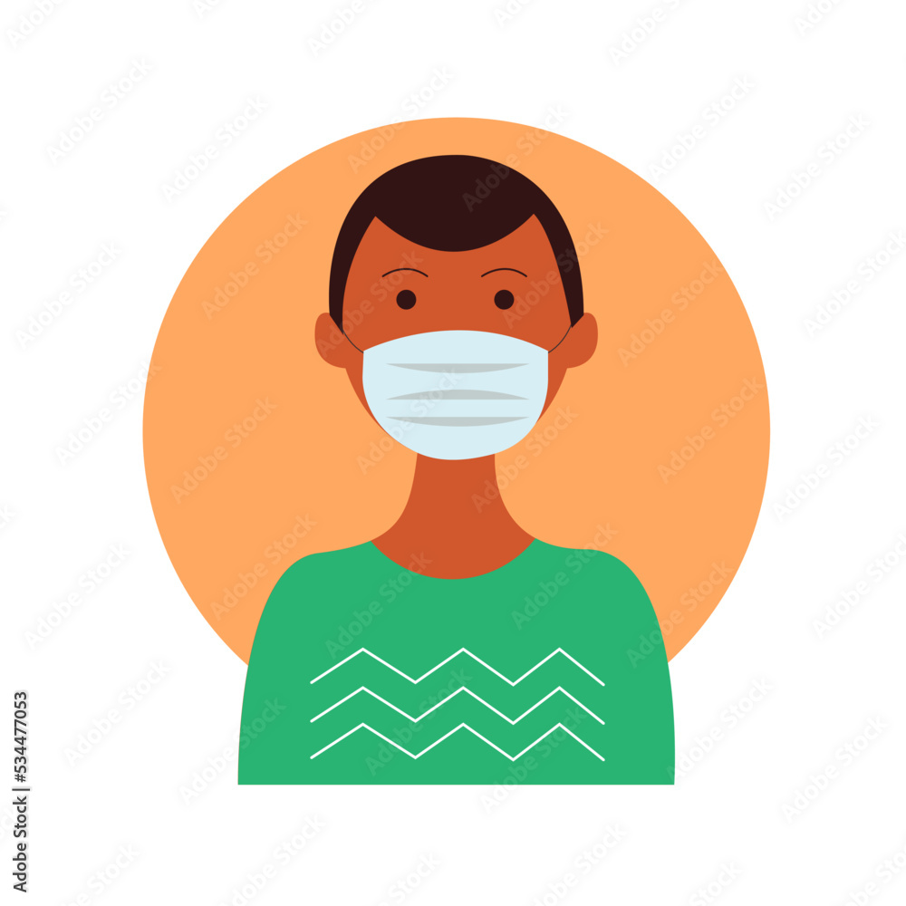 Man wearing mask preventing covid vector icon Man wearing mask preventing covid vector icon
