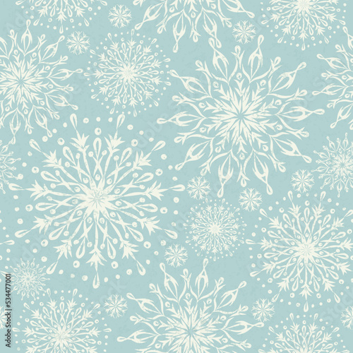 Seamless winter pattern on paper texture. Christmas background