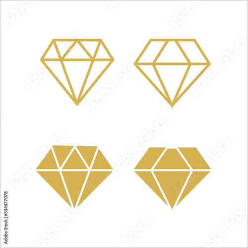 Gold diamond vector logo icon set