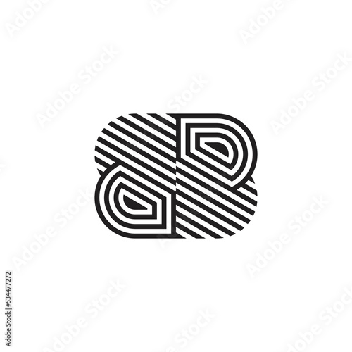 letter bb finger print stripes abstract logo vector