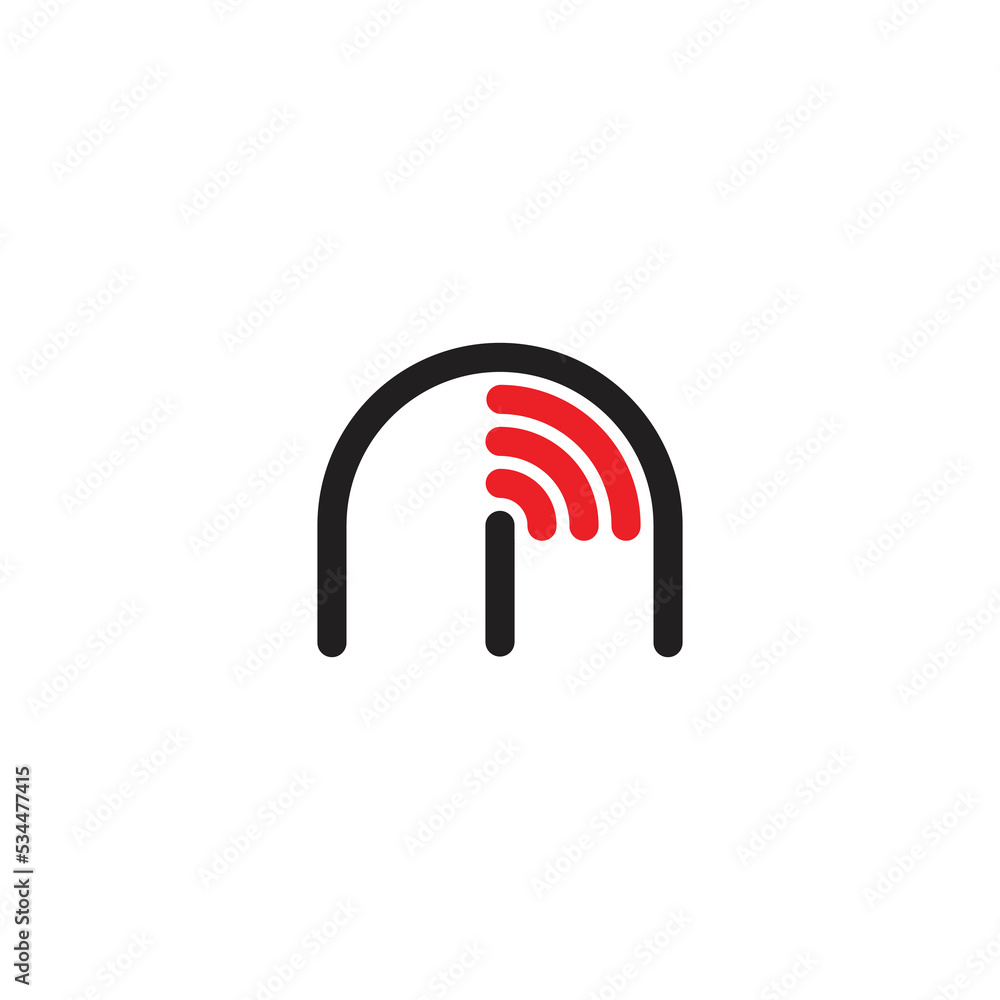 letter n i radio signal line simple logo vector letter n i radio signal line simple logo vector