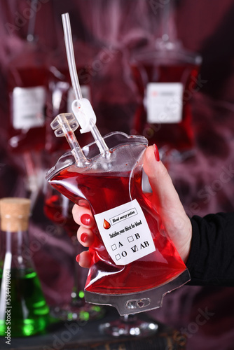 Blood bag Halloween drink