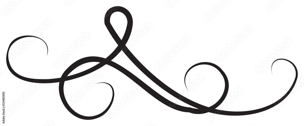 Calligraphic design with black thin line. PNG with transparent background. Calligraphic design with black thin line. PNG with transparent background.