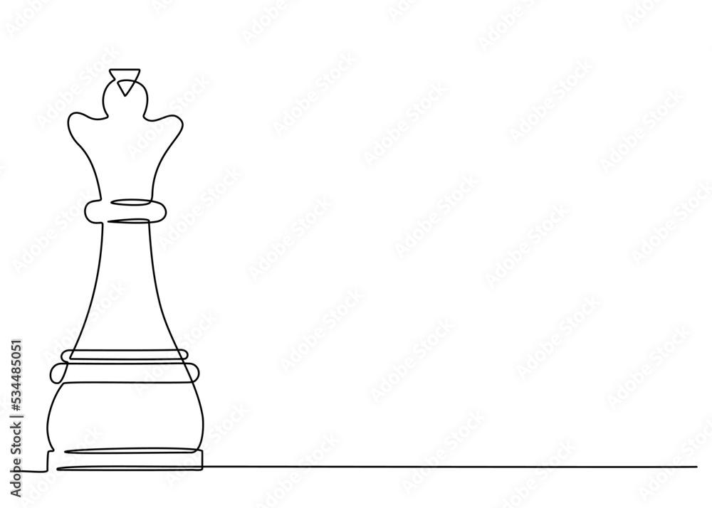 Continuous one line drawing of chess piece queen. Vector illustration Continuous one line drawing of chess piece queen. Vector illustration
