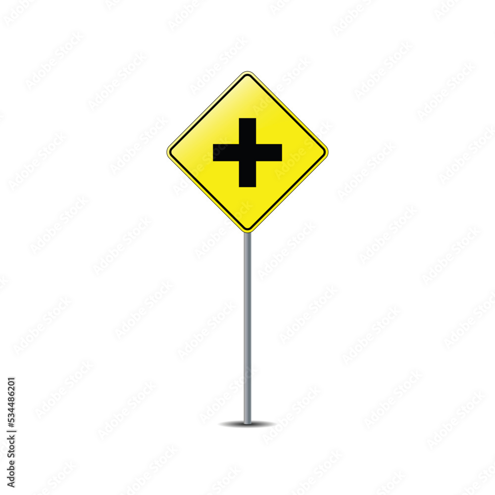 Intersection road sign on post pole vector graphics Intersection road sign on post pole vector graphics