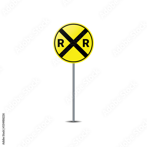 Railroad crossing on post pole vector graphics