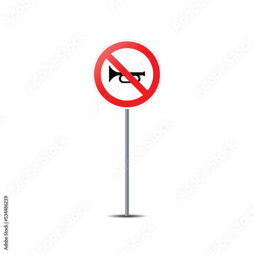 No horn road sign on post pole vector graphics