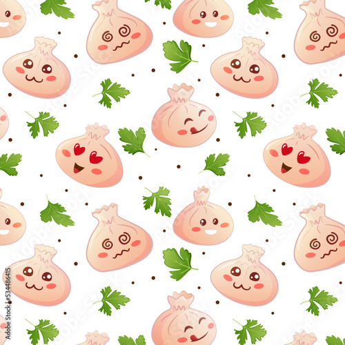 khinkali seamless pattern. Georgian cuisine. vector illustration