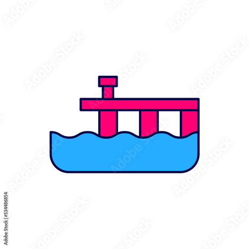 Filled outline Beach pier dock icon isolated on white background. Vector