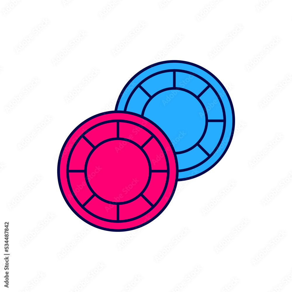 Filled outline Casino chips icon isolated on white background. Casino gambling. Vector Filled outline Casino chips icon isolated on white background. Casino gambling. Vector