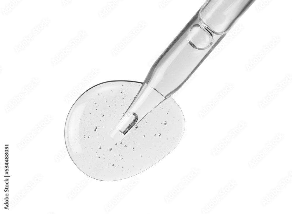 Clear liquid gel or serum on white background. Clear liquid gel or serum on white background.