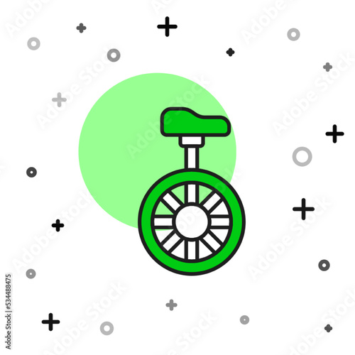 Filled outline Unicycle or one wheel bicycle icon isolated on white background. Monowheel bicycle. Vector