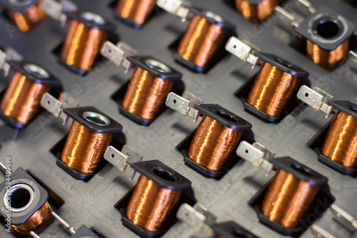 Fotografie Close up on industrial coils made of copper.