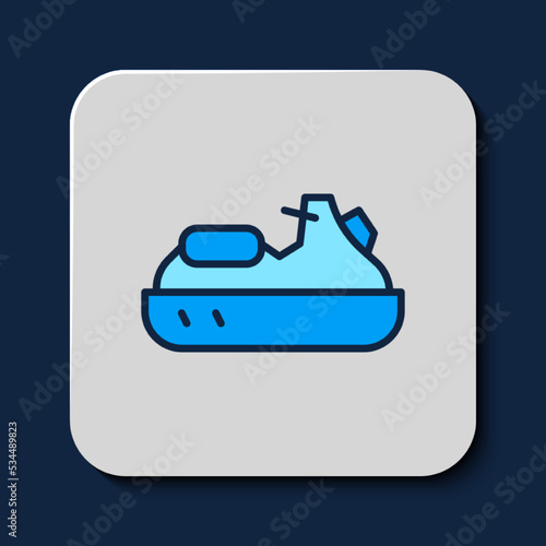 Filled outline Jet ski icon isolated on blue background. Water scooter. Extreme sport. Vector