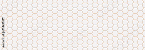 Embossed light grey hexagon on light brown background. Abstract honeycomb. Abstract tortoiseshell. Pastel color. Earth tone colour 