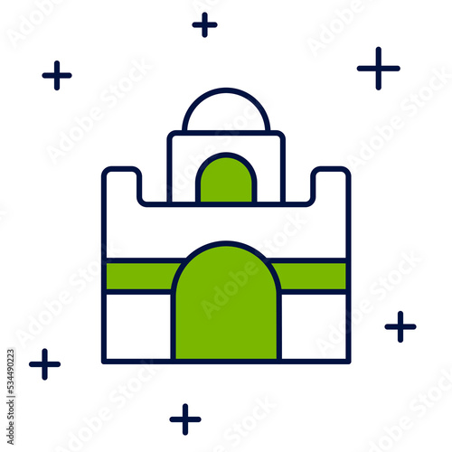 Filled outline Egyptian house icon isolated on white background. Vector