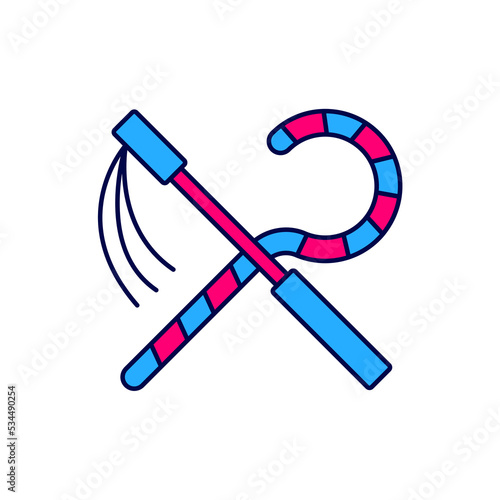 Filled outline Crook and flail icon isolated on white background. Ancient Egypt symbol. Scepters of egypt. Vector