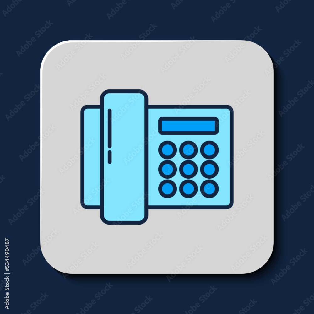 Filled outline Telephone icon isolated on blue background. Landline phone. Vector Filled outline Telephone icon isolated on blue background. Landline phone. Vector