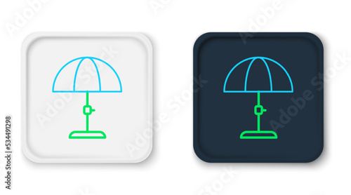 Line Sun protective umbrella for beach icon isolated on white background. Large parasol for outdoor space. Beach umbrella. Colorful outline concept. Vector
