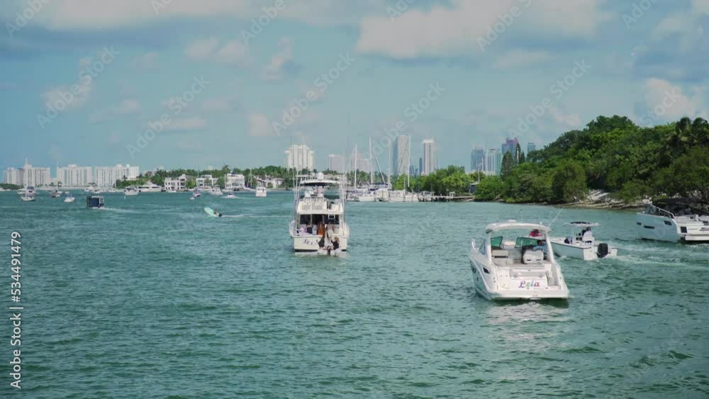 Miami, Florida USA. View of Sailboats, Boats, Marina of Yacht Club With Venetian Islands Miami, Florida USA. View of Sailboats, Boats, Marina of Yacht Club With Venetian Islands