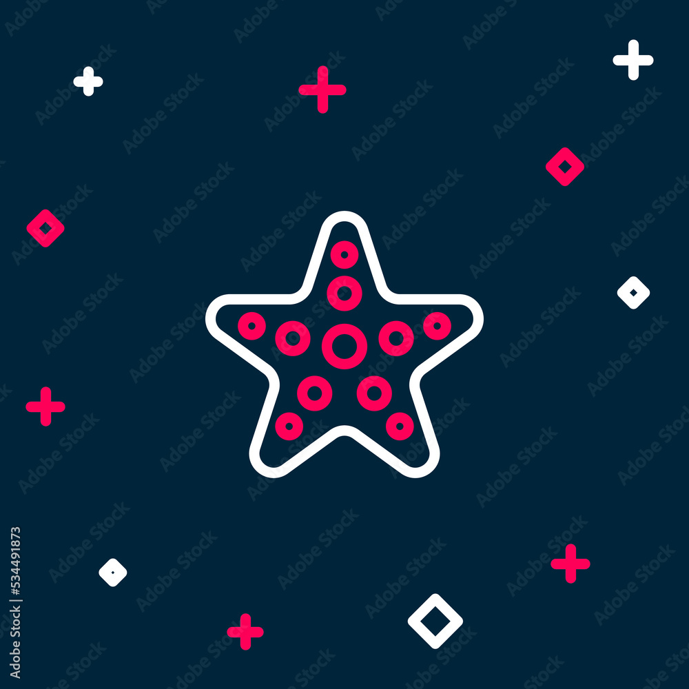 Line Starfish icon isolated on blue background. Colorful outline concept. Vector Line Starfish icon isolated on blue background. Colorful outline concept. Vector