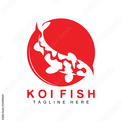 Koi Fish Logo Design, Chinese Lucky And Triumph Ornamental Fish Vector, Company Brand Gold Fish Icon