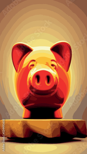 Pink piggy bank with falling coins. The concept of saving money or opening a bank deposit. Investing in the future. Isolated vector illustration of a piggy bank in a flat style.