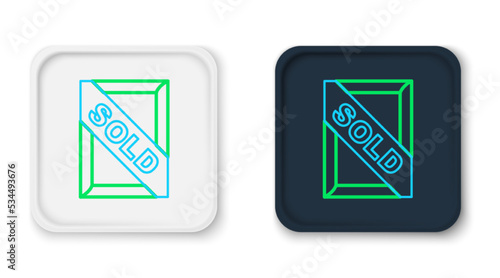 Line Auction painting sold icon isolated on white background. Auction bidding. Sale and buyers. Colorful outline concept. Vector