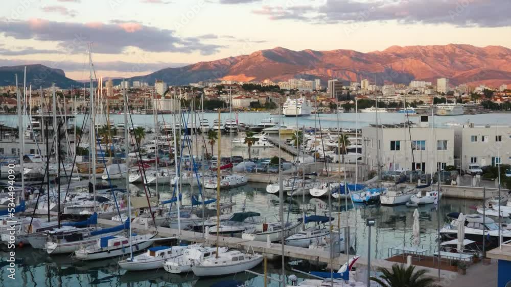 Marina in Split, Croatia at sunset Marina in Split, Croatia at sunset