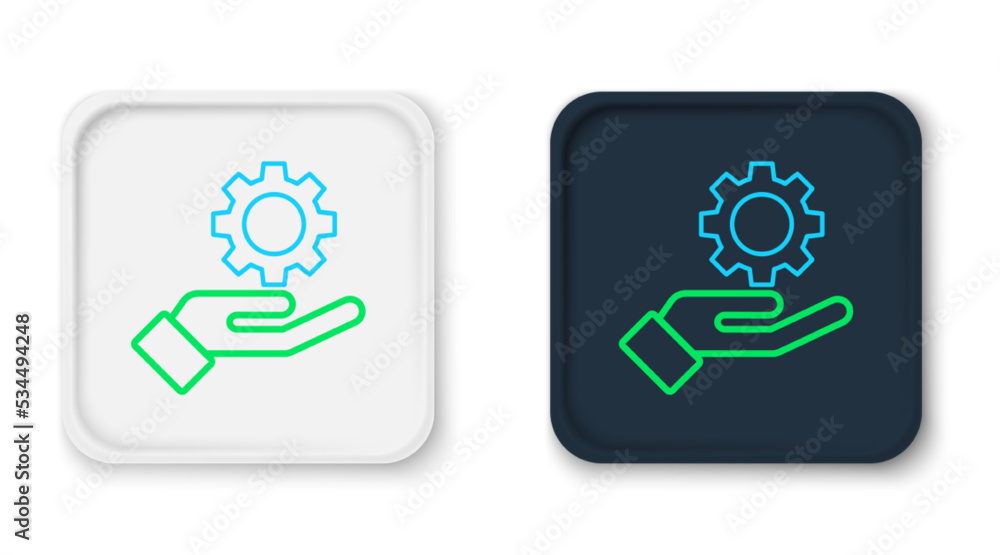 Line Settings in the hand icon isolated on white background. Colorful outline concept. Vector Line Settings in the hand icon isolated on white background. Colorful outline concept. Vector